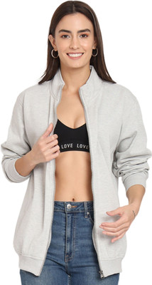 SHAUN Solid Round Neck Lounge Wear Women Grey Sweater