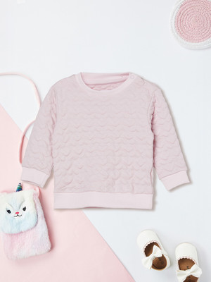 MAX Full Sleeve Self Design Baby Girls Sweatshirt