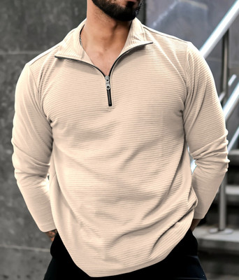 KAJARU Full Sleeve Self Design Men Sweatshirt