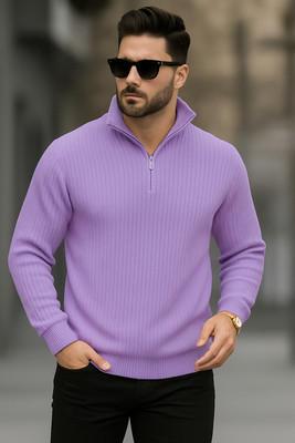 STARVY Full Sleeve Solid, Striped Men Sweatshirt