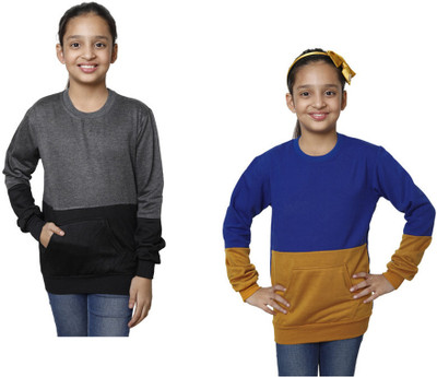 Indistar Full Sleeve Color Block Girls Sweatshirt
