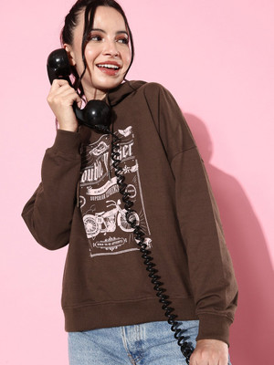 Roadster Full Sleeve Printed Women Reversible Sweatshirt
