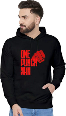 Joy nd Happinness Printed Hooded Neck Casual Men Black Sweater