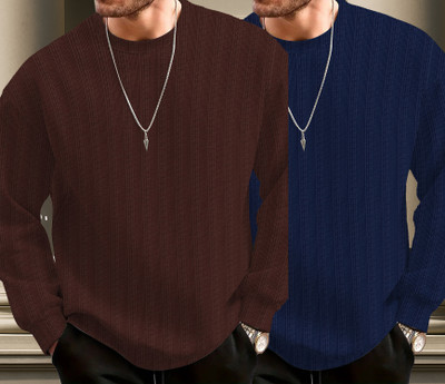 KAJARU Full Sleeve Self Design Men Sweatshirt