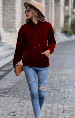 Sahuone Full Sleeve Solid Women Sweatshirt