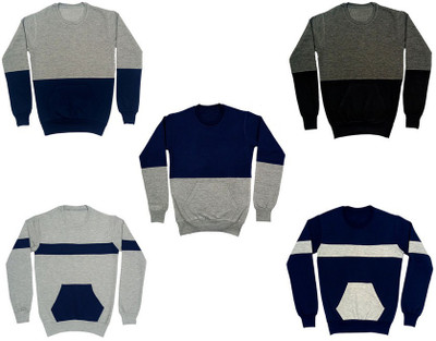 Indistar Full Sleeve Color Block Boys Sweatshirt