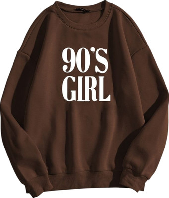 NEMOENTERPRISE Printed Round Neck Casual Women Brown Sweater