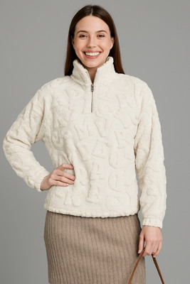 Wineberry Full Sleeve Self Design Women Sweatshirt