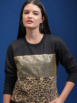 Tokyo Talkies Full Sleeve Self Design Women Sweatshirt