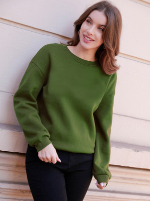 ANBICH DESIGNS Full Sleeve Solid Women Sweatshirt