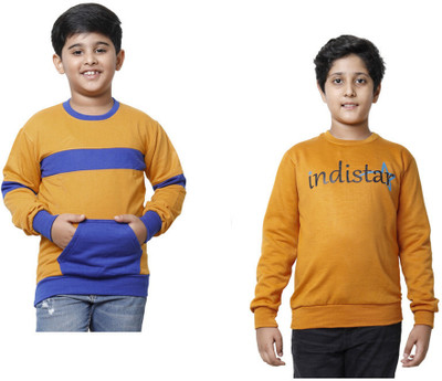 IndiWeaves Full Sleeve Solid, Color Block Boys Sweatshirt