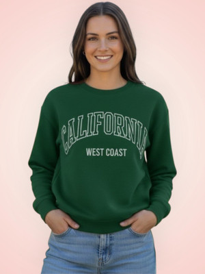 Stylezone Printed Round Neck Casual Women Dark Green Sweater