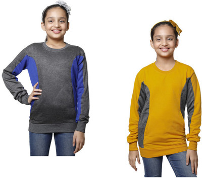 Indistar Full Sleeve Color Block Girls Sweatshirt
