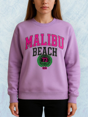 Elite Printed Round Neck Casual Women Purple Sweater