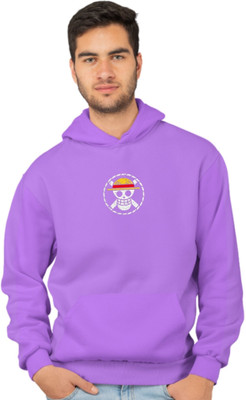 Joy nd Happinness Printed Hooded Neck Casual Men Purple Sweater