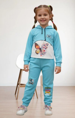 crazy garments Girls Casual Track Suit Sweatshirt(Sky Blue)