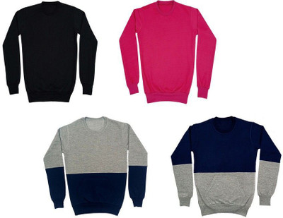 AE Trends Full Sleeve Solid, Color Block Boys Sweatshirt