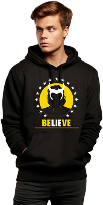 Joy nd Happinness Printed Hooded Neck Casual Men Black Sweater