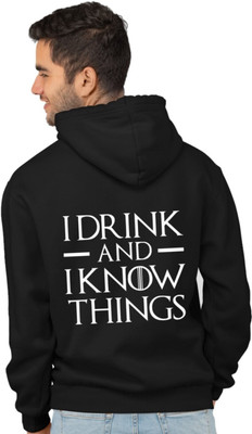 Joy nd Happinness Printed Hooded Neck Casual Men Black Sweater