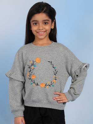 the tribe kids Full Sleeve Embroidered Girls Sweatshirt