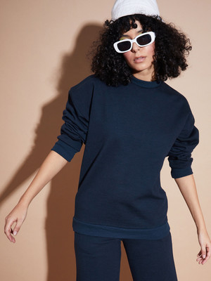 SASSAFRAS Full Sleeve Solid Women Sweatshirt
