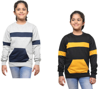 Indistar Full Sleeve Color Block Girls Sweatshirt