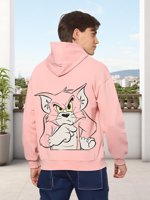 UNICUS APPAREL Printed Hooded Neck Casual Men Pink Sweater