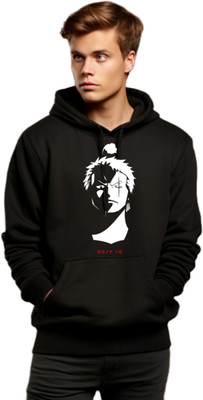 Joy nd Happinness Printed, Graphic Print Hooded Neck Casual Men Black, White Sweater