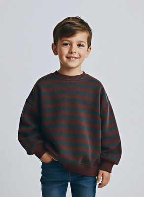 Alan Jones Full Sleeve Striped Boys & Girls Sweatshirt
