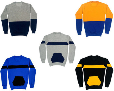 Indistar Full Sleeve Color Block Boys Sweatshirt
