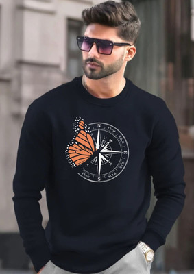 Magneto Full Sleeve Solid, Printed Men Sweatshirt