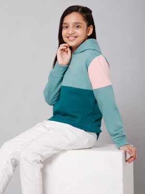 Alan Jones Full Sleeve Color Block Girls Sweatshirt