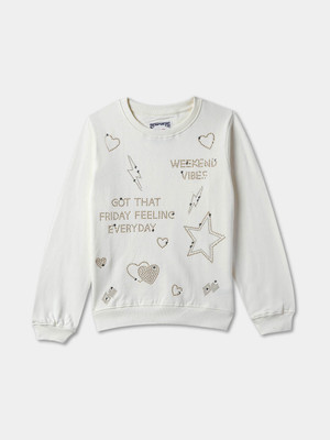 R&B Full Sleeve Printed Girls Sweatshirt