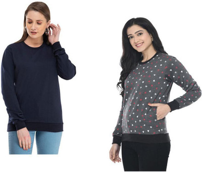 Indeweaves Full Sleeve Self Design Women Sweatshirt