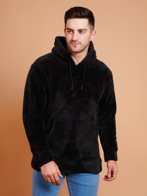 METRONAUT Metronaut Printed Velvet Hoodie for Men Full Sleeve Solid Men Sweatshirt