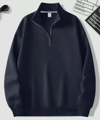 GRAND MALBORK Solid High Neck Casual Men Dark Blue Sweater