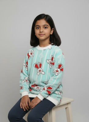 S S CREATION Full Sleeve Printed, Striped Girls Sweatshirt