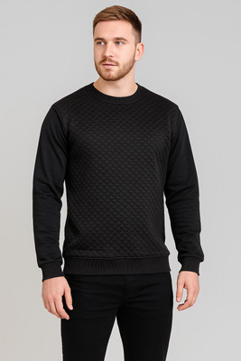 KCON Full Sleeve Geometric Print Men Sweatshirt