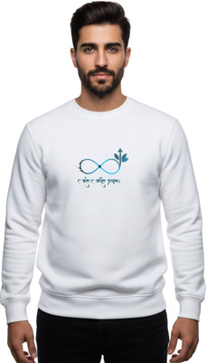 Sanaatani Full Sleeve Solid, Graphic Print Men Sweatshirt