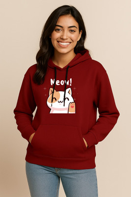 HouseOfCommon Self Design Round Neck Casual Women Maroon Sweater