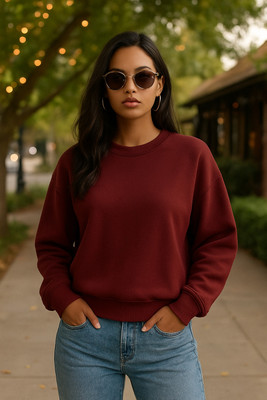 Mundali Full Sleeve Solid Women Sweatshirt