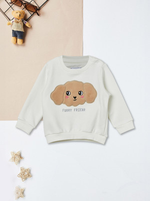 MAX Full Sleeve Applique, Printed Baby Girls Sweatshirt