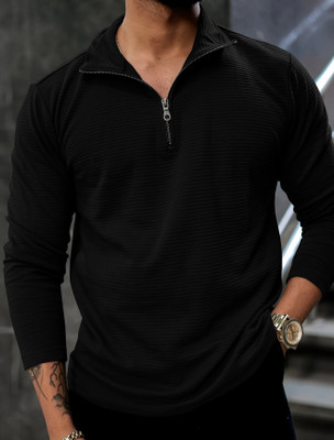 KAJARU Full Sleeve Self Design Men Sweatshirt