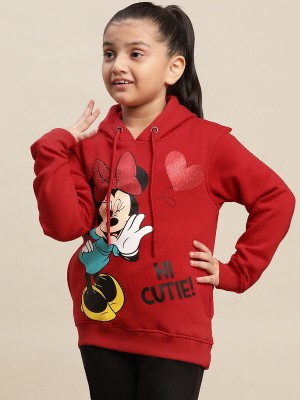 Mickey & Friends By Kidsville Full Sleeve Graphic Print Girls Sweatshirt