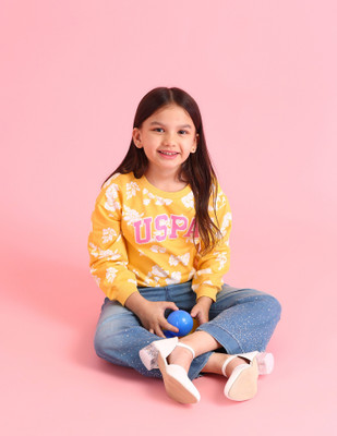 U.S. POLO ASSN. Full Sleeve Floral Print Baby Girls Sweatshirt