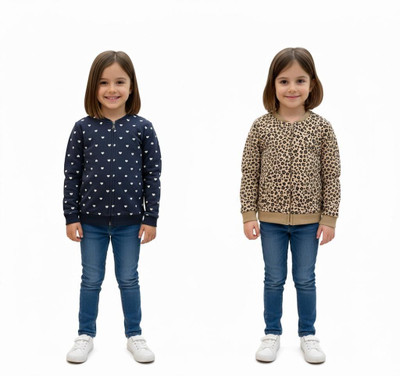 Cozy Bee Full Sleeve Graphic Print, Animal Print Girls Sweatshirt