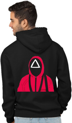 Joy nd Happinness Printed Hooded Neck Casual Men Black Sweater