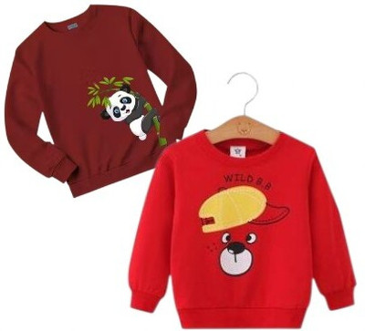 TWOLOVER Sleeveless Animal Print Baby Boys & Baby Girls Sweatshirt