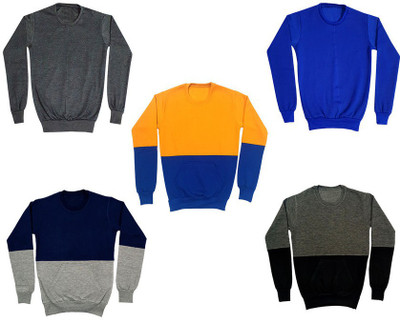 Indistar Full Sleeve Color Block Boys Sweatshirt