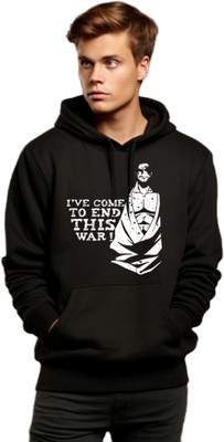 Joy nd Happinness Printed Hooded Neck Casual Men Black, White Sweater